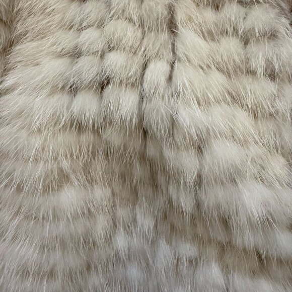 Flemington Furs Fur Knit Button Front Jacket Women's White Beige Winter Cozy - Picture 5 of 13